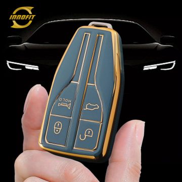 HNA1T1-Granny Grey-Gold Plating- Car Key Cover For Hong Qi