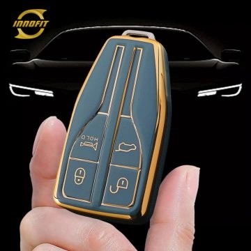 HNA1T1-Granny Grey-Gold Plating- Car Key Cover For Hong Qi
