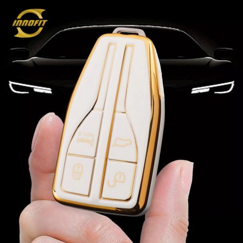 HNA1T1-White-Gold Plating- Car Key Cover For Hong Qi