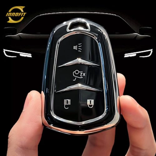 CAA1T1-Black-Silver Plating- Car Key Cover For Cadillac