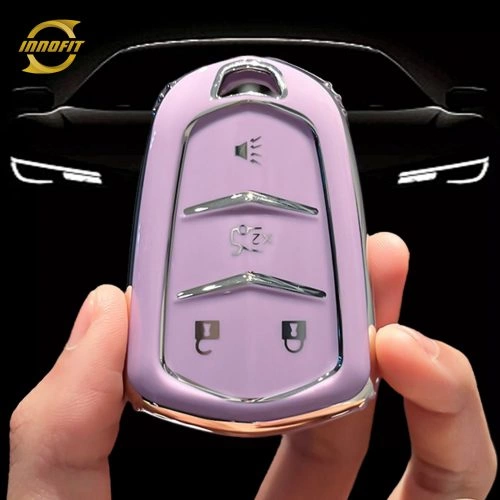 CAA1T1-Purple-Silver Plating- Car Key Cover For Cadillac