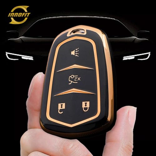 CAA1T1-Black-Gold Plating- Car Key Cover For Cadillac
