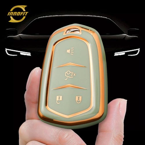 CAA1T1-Green-Gold Plating- Car Key Cover For Cadillac