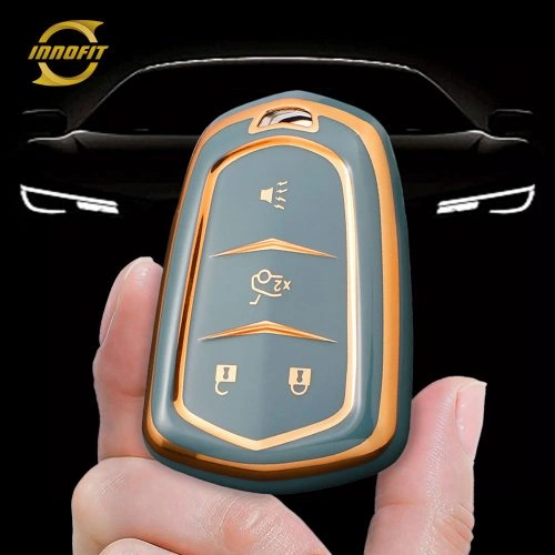 CAA1T1-Granny Grey-Gold Plating- Car Key Cover For Cadillac