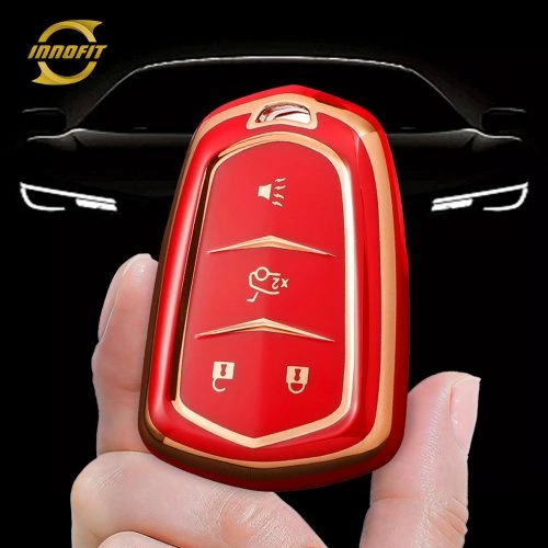 CAA1T1-Red-Gold Plating- Car Key Cover For Cadillac