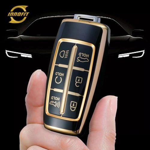 GNA2T1-Black-Gold Plating- Car Key Cover For GENESIS