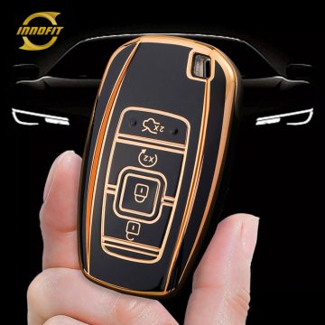 LNA1T1-Black-Gold Plating- Car Key Cover For LINCOLN