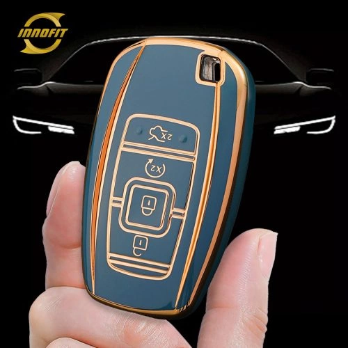 LNA1T1-Granny Grey-Gold Plating- Car Key Cover For LINCOLN