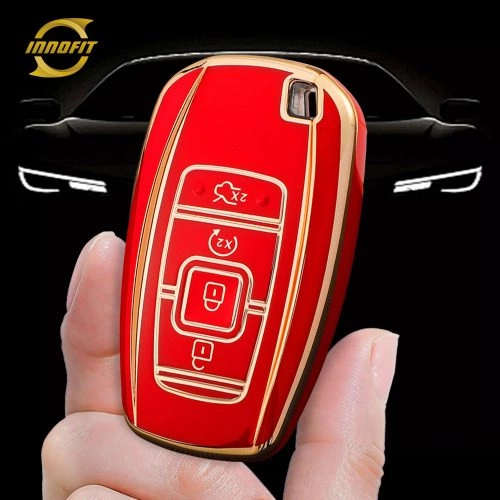 LNA1T1-Red-Gold Plating- Car Key Cover For LINCOLN