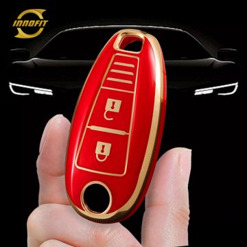 SUA1T1-Red-Gold Plating- Car Key Cover For Suzuki
