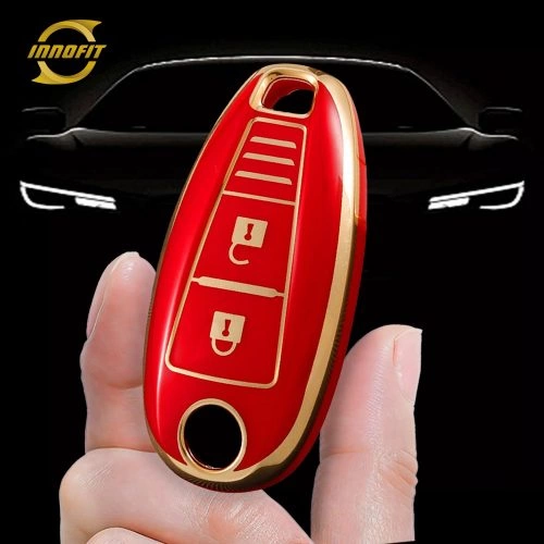 SUA1T1-Red-Gold Plating- Car Key Cover For Suzuki