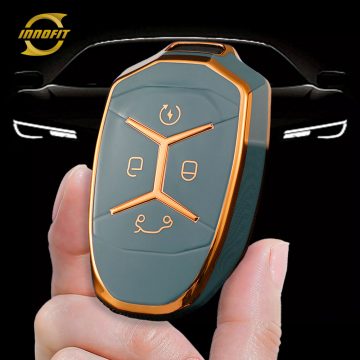 LYA1T1-Гранатовый серый-золотое покрытие-обложка для автомобильного ключа для LYNK
