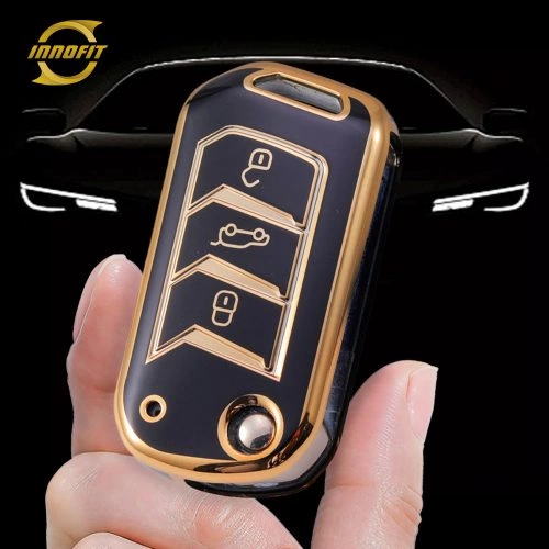 MHA1T1-Black-Gold Plating- Car Key Cover For Mahindra