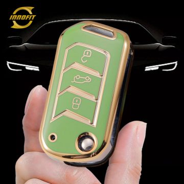 MHA1T1-Green-Gold Plating- Car Key Cover For Mahindra