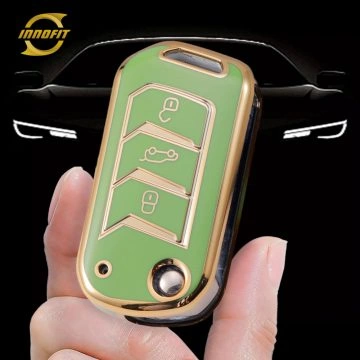MHA1T1-Green-Gold Plating- Car Key Cover For Mahindra
