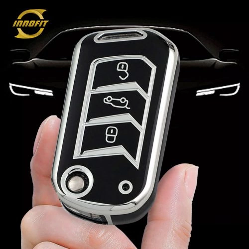 MHA1T1-Black-Silver Plating- Car Key Cover For Mahindra