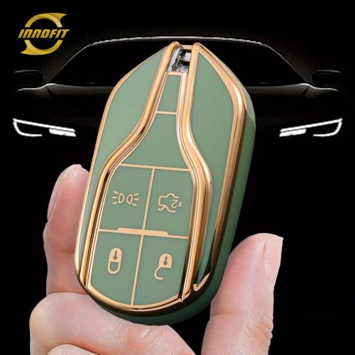 MSA1T1-Green-Gold Plating- Car Key Cover For Maserati