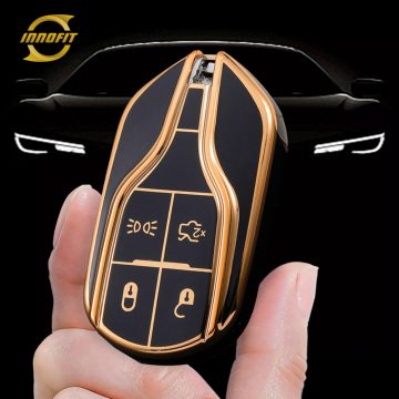 MSA1T1-Black-Gold Plating- Car Key Cover For Maserati