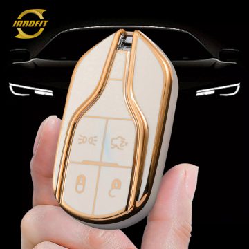 MSA1T1-White-Gold Plating- Car Key Cover For Maserati