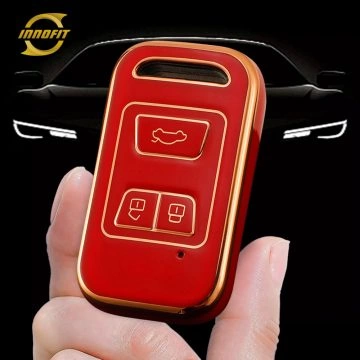 CRA1T1-Red-Gold Plating- Car Key Cover For Chery