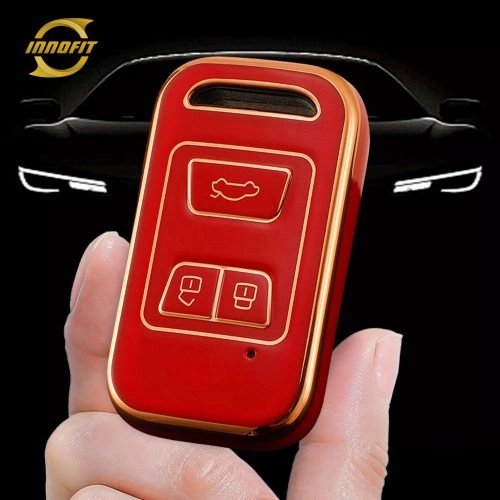 CRA1T1-Red-Gold Plating- Car Key Cover For Chery