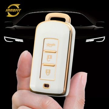MIA1T1-White-Gold Plating- Car Key Cover For Mitsubishi