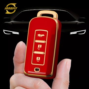 MIA1T1-Red-Gold Plating- Car Key Cover For Mitsubishi