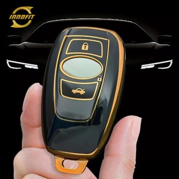 SBA1T1-Black-Gold Plating- Car Key Cover For Subaru