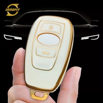 SBA1T1-White-Gold Plating- Car Key Cover For Subaru
