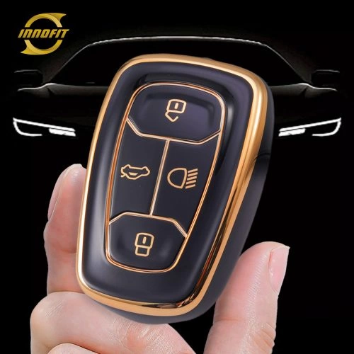 TAA1T1-Black-Gold Plating- Car Key Cover For Tata