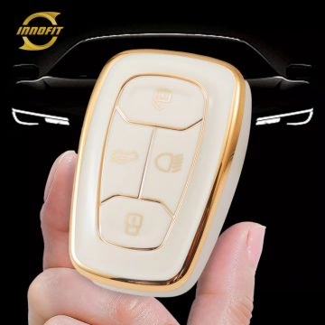 TAA1T1-White-Gold Plating- Car Key Cover For Tata