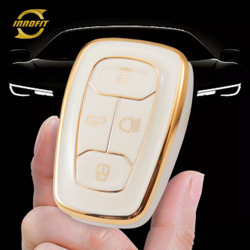 TAA1T1-Branco-Dourado- Capa para chave de carro para Tata