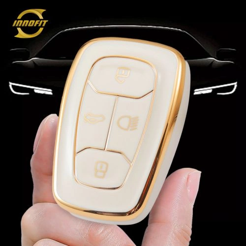 TAA1T1-White-Gold Plating- Car Key Cover For Tata