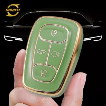 TAA1T1-Green-Gold Plating- Car Key Cover For Tata