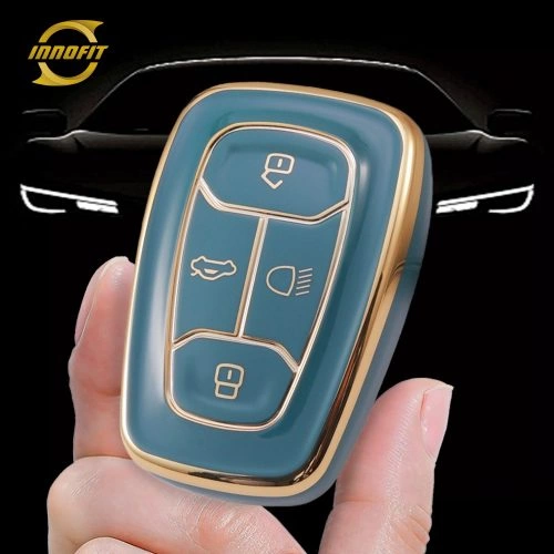 TAA1T1-Granny Grey-Gold Plating- Car Key Cover For Tata