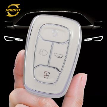 TAA1T1-White-Silver Plating- Car Key Cover For Tata