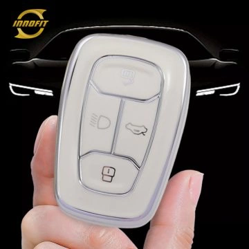 TAA1T1-White-Silver Plating- Car Key Cover For Tata