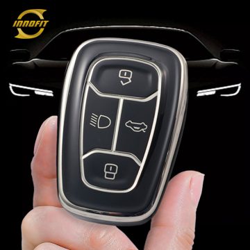 TAA1T1-Black-Silver Plating- Car Key Cover For Tata