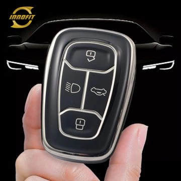 TAA1T1-Black-Silver Plating- Car Key Cover For Tata