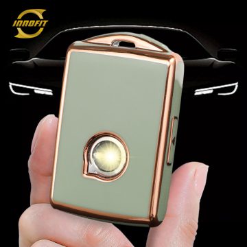 VLA1T1-Green-Gold Plating- Car Key Cover For Volvo