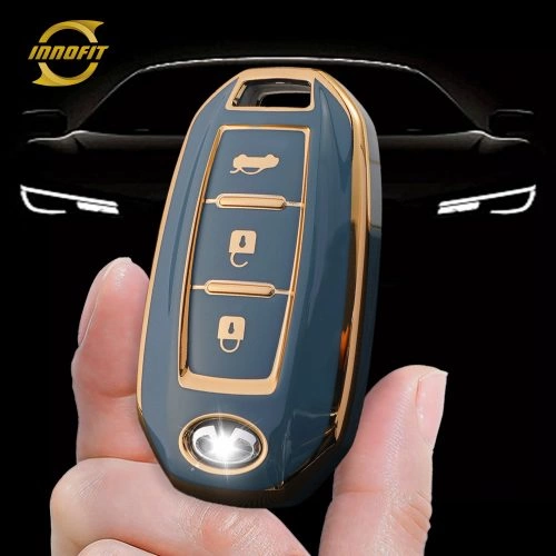 INA1T1-Granny Grey-Gold Plating- Car Key Cover For Infiniti