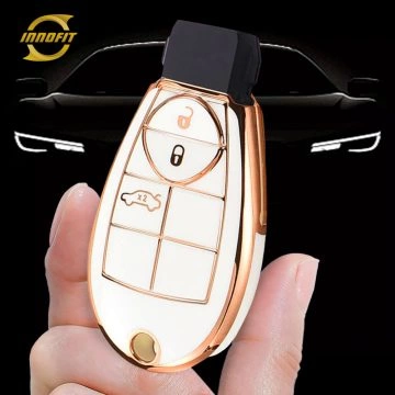 CYC1T1-White-Gold Plating- Car Key Cover For Chrysler