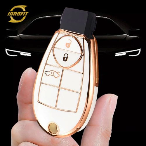 CYC1T1-White-Gold Plating- Car Key Cover For Chrysler