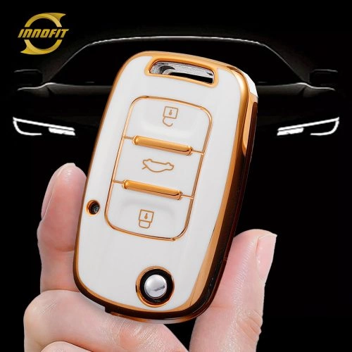 WUB1T1-White-Gold Plating- Car Key Cover For Wuling