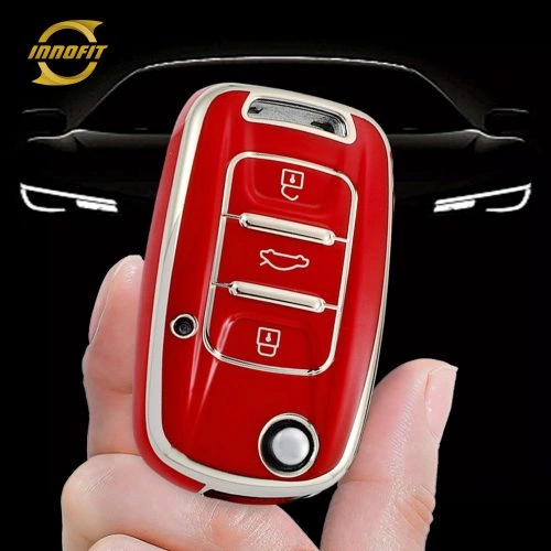 WUB1T1-Red-Silver Plating- Car Key Cover For Wuling
