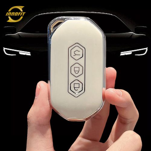 WUD1T1-White-Silver Plating- Car Key Cover For Wuling