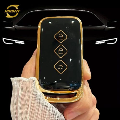 WUE1T1-Black-Gold Plating- Car Key Cover For Wuling