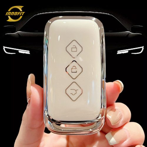 WUE1T1-White-Silver Plating- Car Key Cover For Wuling