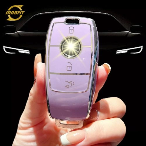 MEB1T1-Purple-Silver Plating- Car Key Cover For Mercedes-Benz