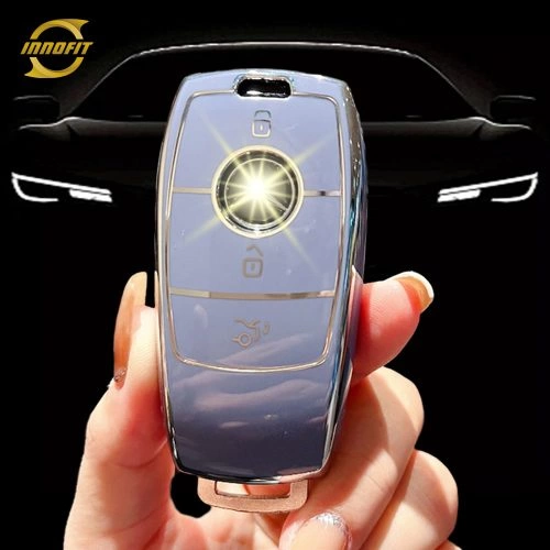 MEB1T1-Light Blue-Silver Plating- Car Key Cover For Mercedes-Benz